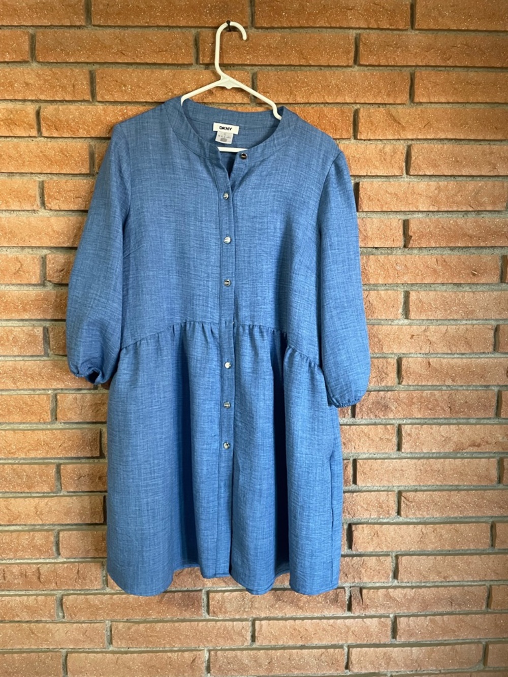 DKNY Chambray Blue Button-Front Dress